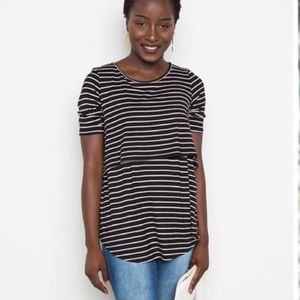 Amelia James Black Striped Layered Top